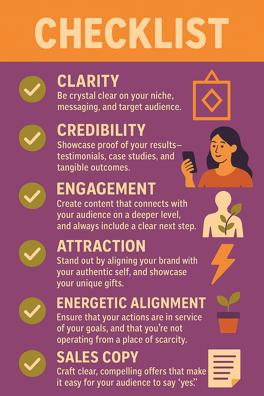infographic checklist on what matters in marketing metaphysical bisiness